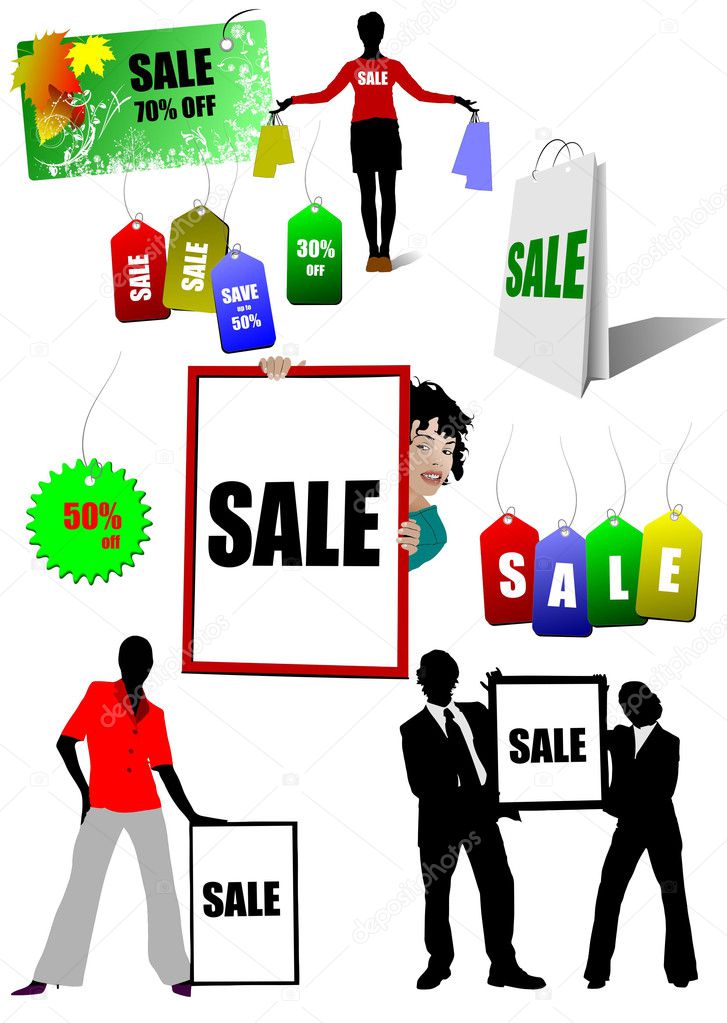Few sale images illustration for designers. Shopping