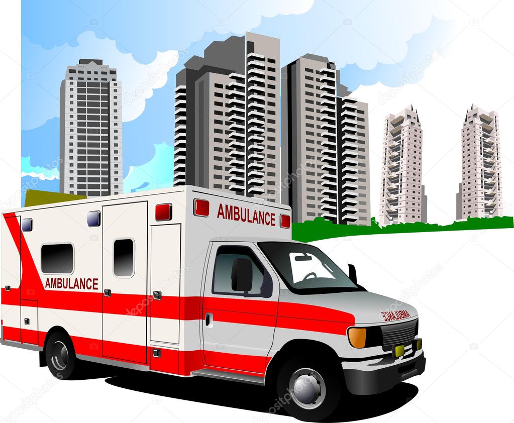 Dormitory and ambulance illustration