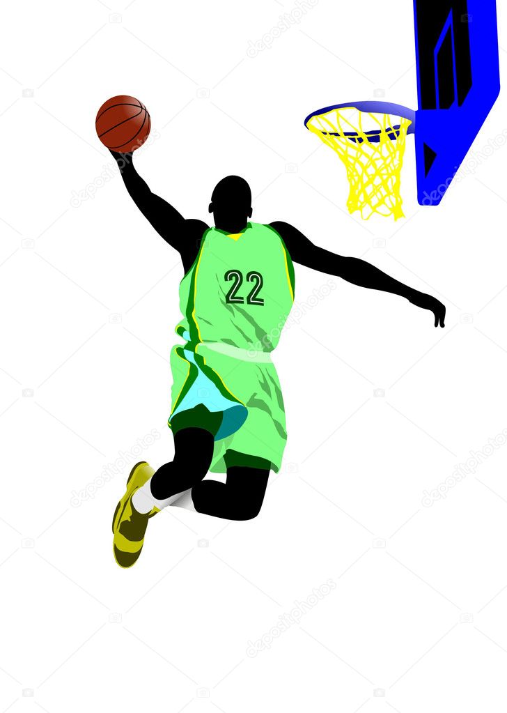Basketball players. Colored illustration for designers