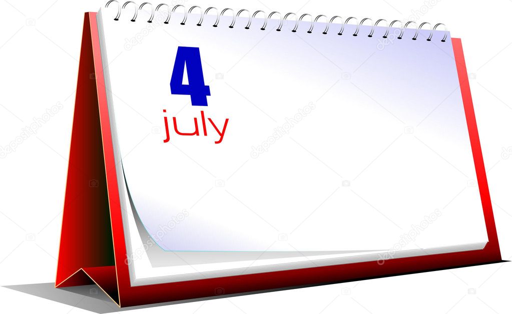 illustration of desk calendar. US Independence Day