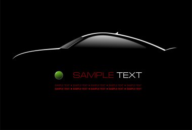 White silhouette of car sedan on black background illust clipart