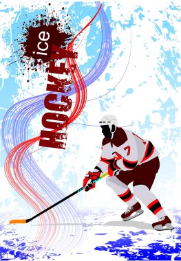 Ice hockey players. Colored illustration for designers