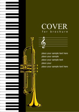Cover for brochure with Piano and trumpet images illustr