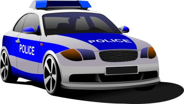 Police car. Municipal transport. Colored illustration.