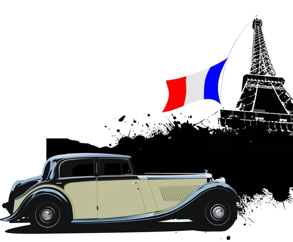 Cover for brochure with Paris and rarity closed roof cabriolet i — Stock Photo, Image