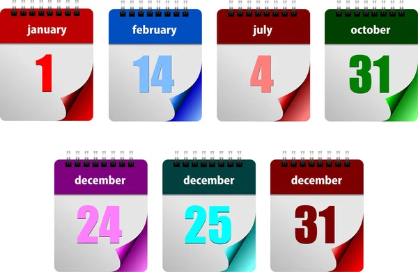 Sju abstrakt glansigt kalendersidor — Stockfoto