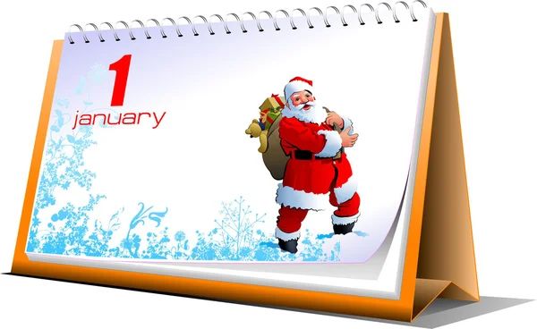 Illustration of desk calendar. 1 january. New Year — Stock Photo, Image