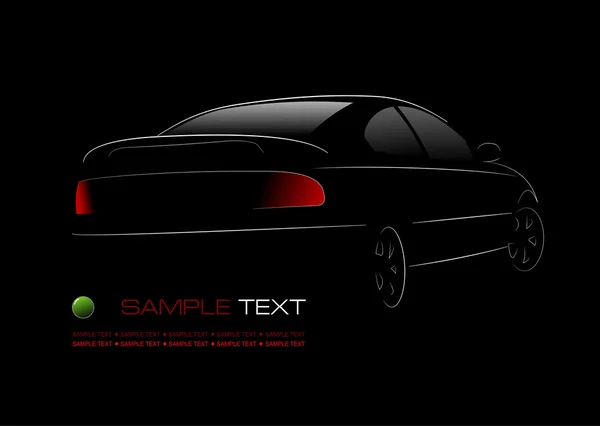 White silhouette of car sedan on black background illust — Stock Photo, Image