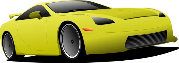 Carro amarelo na ilustração da estrada — Fotografia de Stock
