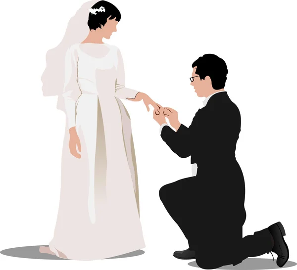 Наречений і наречений ізольовані на білому для дизайну церемонії одруження . — стокове фото