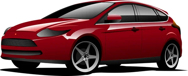 Red-brown hatchback car on the road illustration — Stok fotoğraf