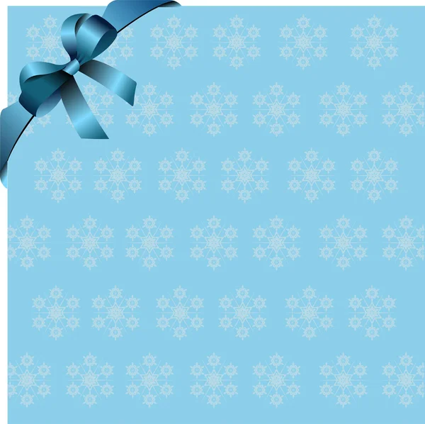 Snowflakes blue background with blue ribbon and bow. Place for c — Zdjęcie stockowe