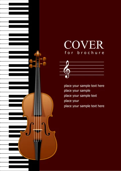 Cover for brochure with Piano with violin images illustr — 图库照片