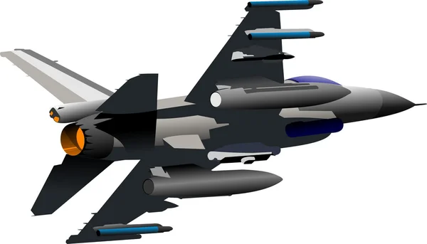 Combat aircraft. Colored illustration for designers — ストック写真