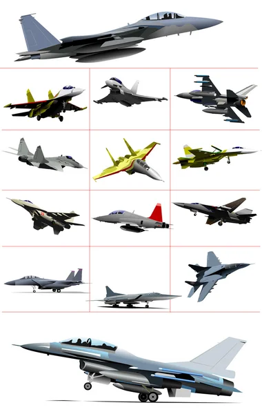 Samoloty bojowe. Zespołu. Kolorowych ilustracji dla projektantów — Zdjęcie stockowe
