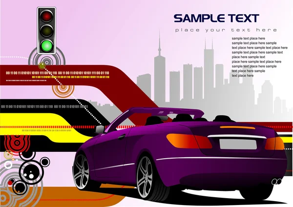 Astratto hi-tech sfondo con immagine cabriolet viola — Foto Stock