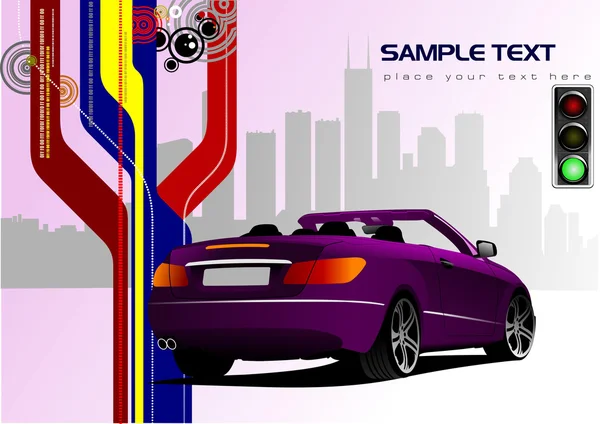 Abstract hi-tech background with purple cabriolet image — Stockfoto