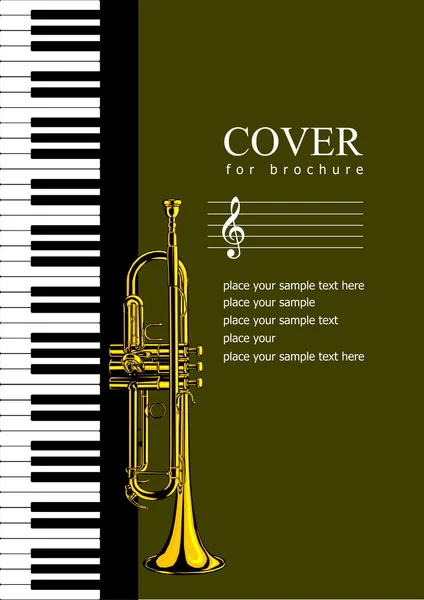 Cover for brochure with Piano and trumpet images illustr — Stock Photo, Image