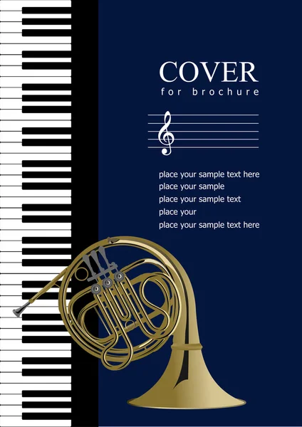 Cover for brochure with Piano and French horn images ill — Stock Photo, Image