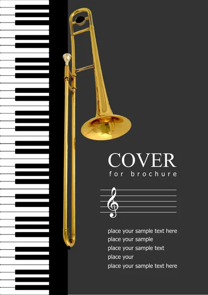 Cover for brochure with Piano and trombone images illust — Stock Fotó