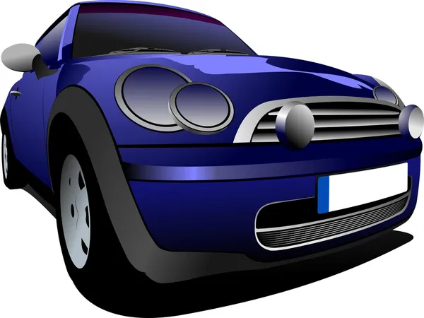 Blue small car on the road illustration — Stock Photo, Image