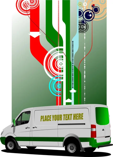 Obal brožury s komerční nákladní mini van image — Stock fotografie