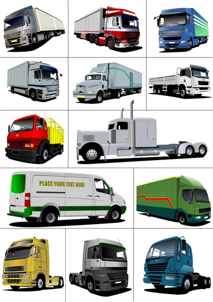 Big set of illustration of trucks — 图库照片
