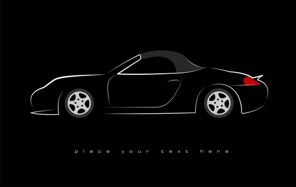 Bianco silhouette di auto berlina su sfondo nero illust — Foto Stock