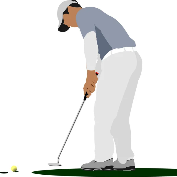 Golfer hitting ball with iron club illustration — Stockfoto