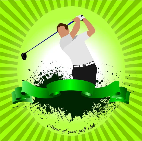 Golfer hitting ball with iron club illustration — Stock Photo, Image