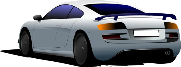 Voiture-coupé bleu clair sur l'illustration routière — Photo