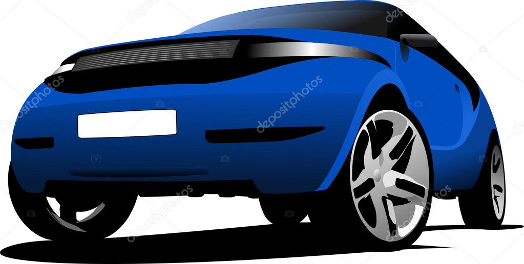 Blue car on the road illustration