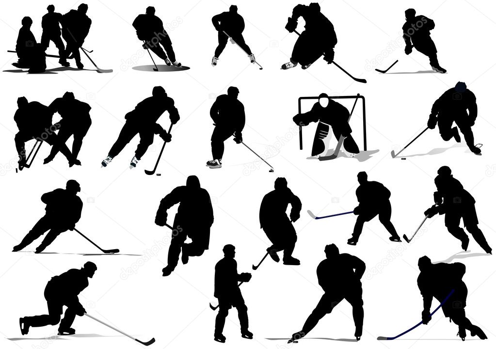 Ice hockey players. Colored illustration for designers