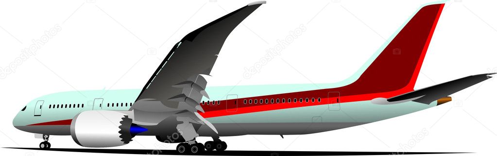 Passenger Airplanes. Colored illustration for designers