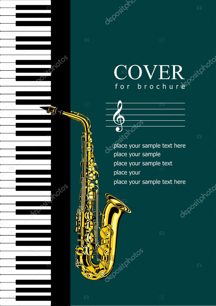 Cover for brochure with Piano and saxophone illustration