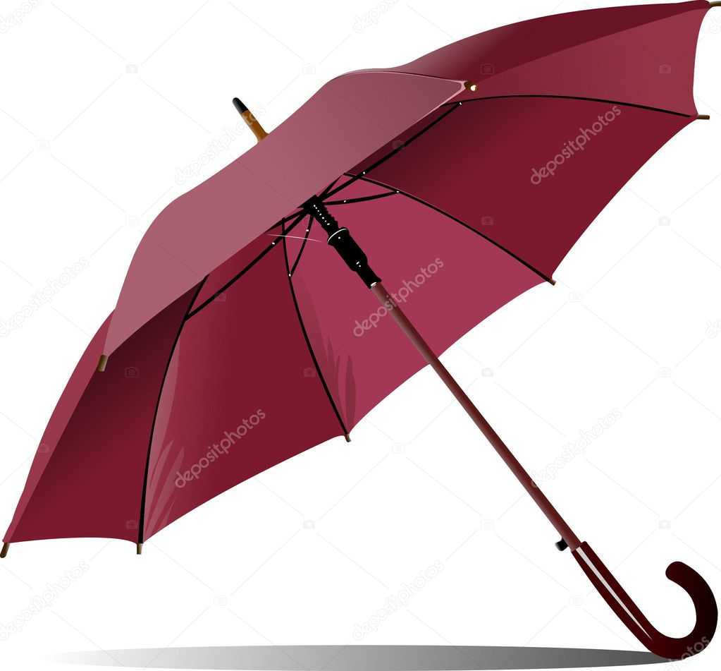 Opened pink rain umbrella illustration