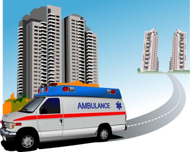 Dormitory and ambulance illustration