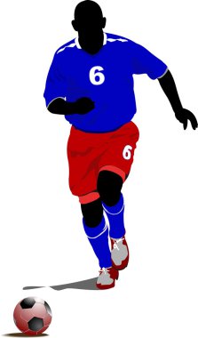 Soccer players. Colored illustration for designers