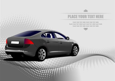 Grey colored car sedan on the road illustration clipart