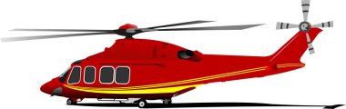 Air force. Red-yellow helicopter illustration