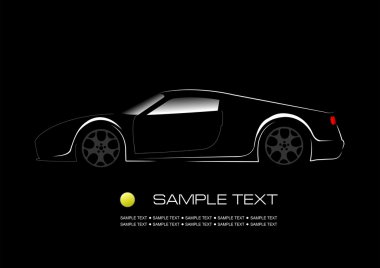 White silhouette of car sedan on black background illust