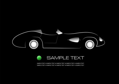 White silhouette of car sedan on black background illust