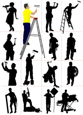 Workers silhouettes. Man and woman illustration