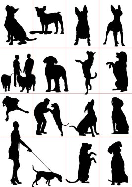 Set of dogs silhouette illustration clipart