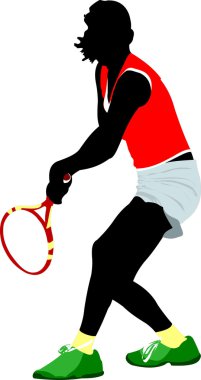 Woman Tennis player. Colored illustration for designers