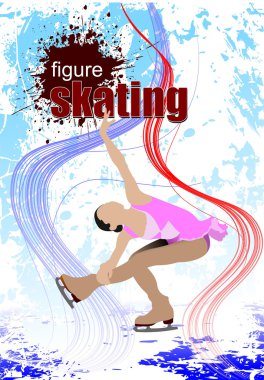 Figure skating colored silhouettes illustration