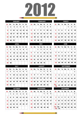 2012 calendar with flower image illustration clipart