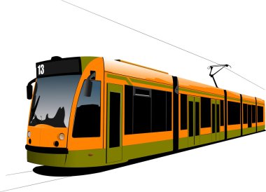 City transport. Tram illustration clipart