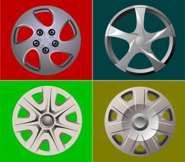 Decorative car wheel covers. Plate illustration clipart