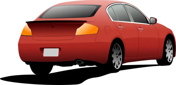 Red colored car sedan on the road illustration — Stock Photo, Image